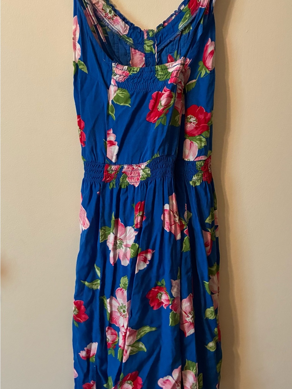 Hollister Blue Floral Mini Dress w/ Criss-Cross Back Straps Y2K Vacay Sundress M - Picture 6 of 10